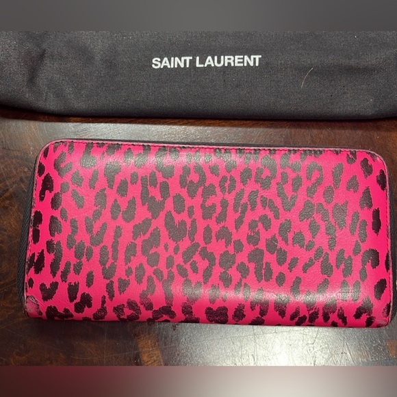 Saint Laurent Pink and Black Leopard Long Wallet - Picture 3 of 8